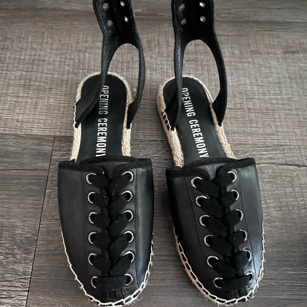 Open Ceremony leather lace up ballet flats